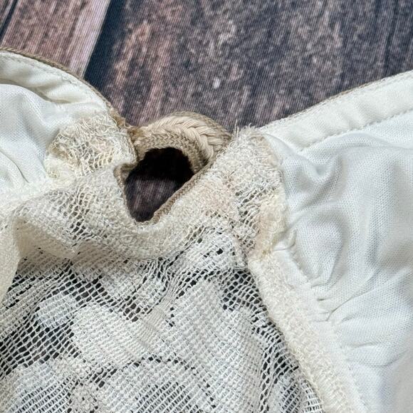 Cider Cream Floral Lace Long Sleeve Crop Top Braided Trim Boho XL - Picture 6 of 11